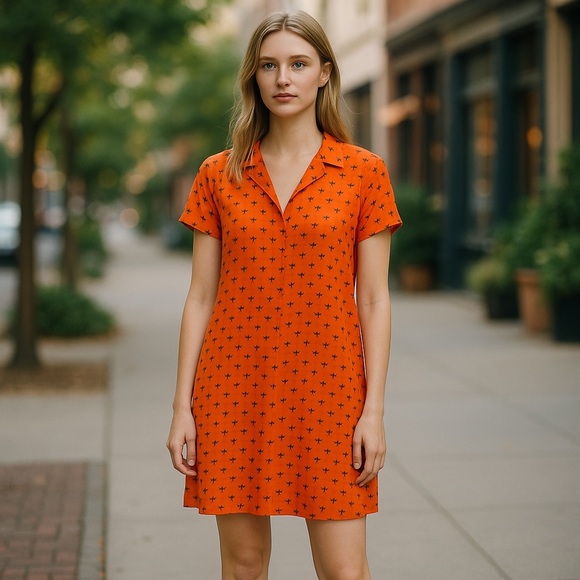 NWOT Women’s 🦩 Flamingo Print Summer Boutique Dress In Orange And Blue Size S - Picture 3 of 10